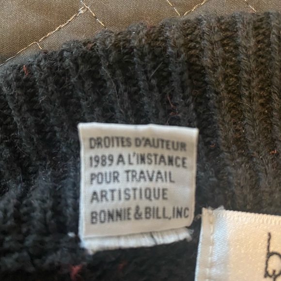 Vintage 1989 Bonnie and Bill by Holly Cowlneck Sweater with Fringe & Gems - Picture 5 of 7